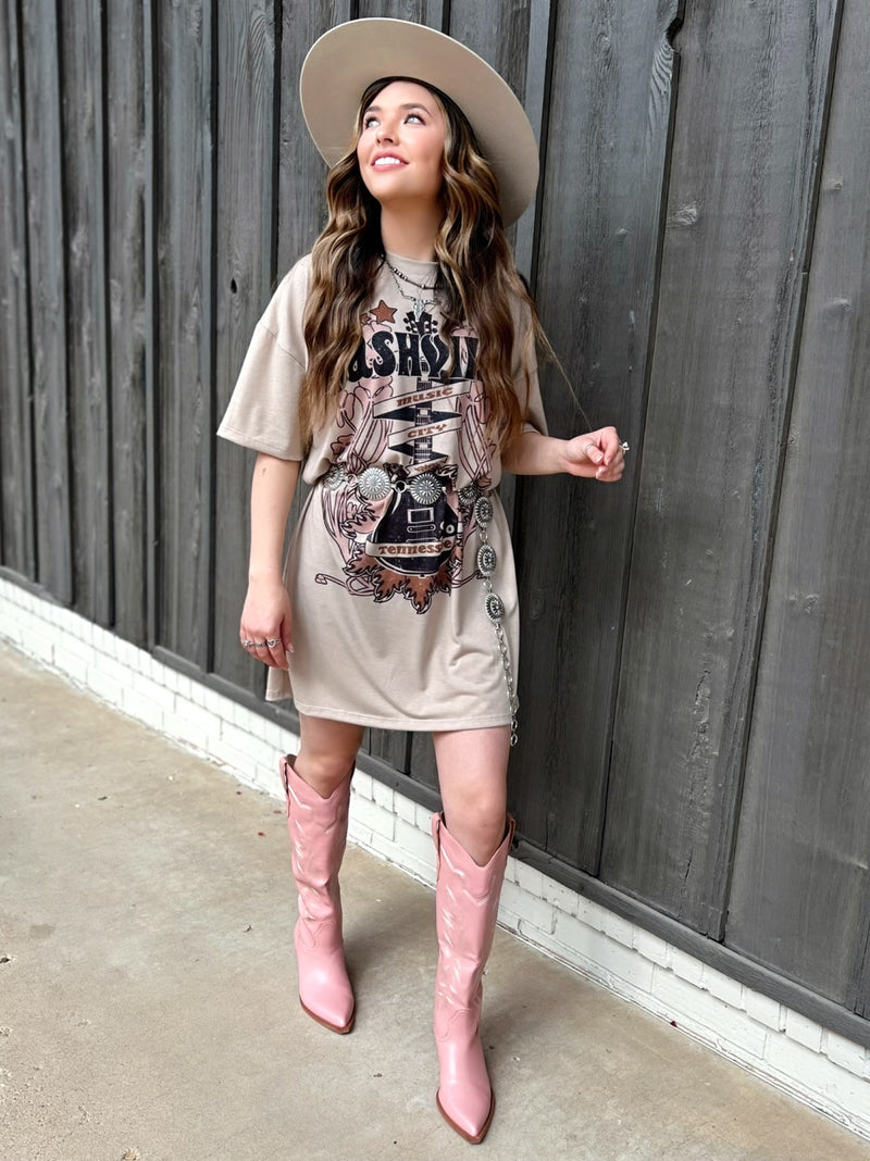 Nashville Throw Back T- Shirt Dress | shirtandskin