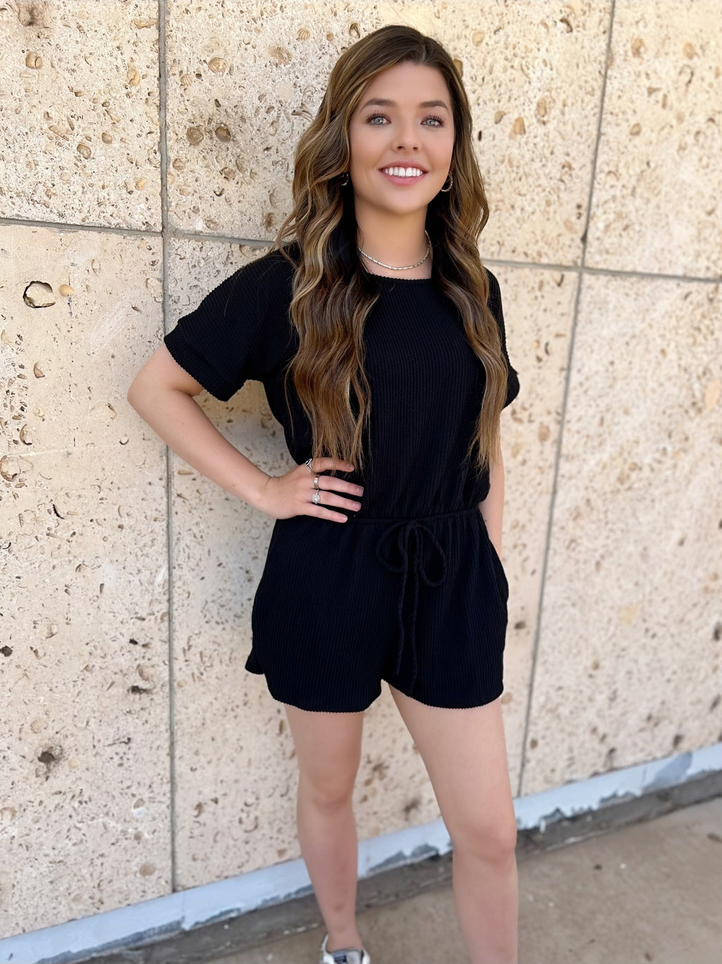 Black Urban Ribbed Romper | shirtandskin