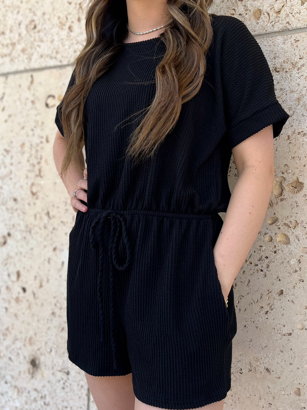 Black Urban Ribbed Romper | shirtandskin