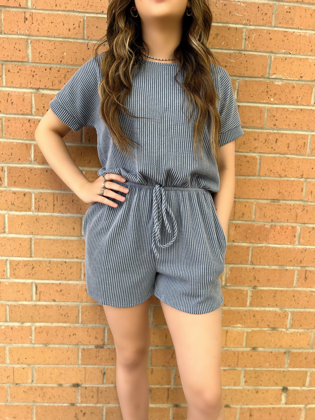 Vintage Denim Urban Ribbed Romper | shirtandskin