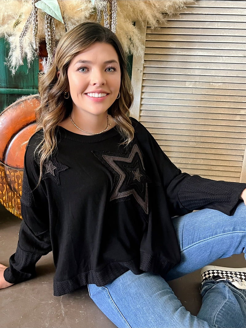 Black Multi Layered Star Top | shirtandskin