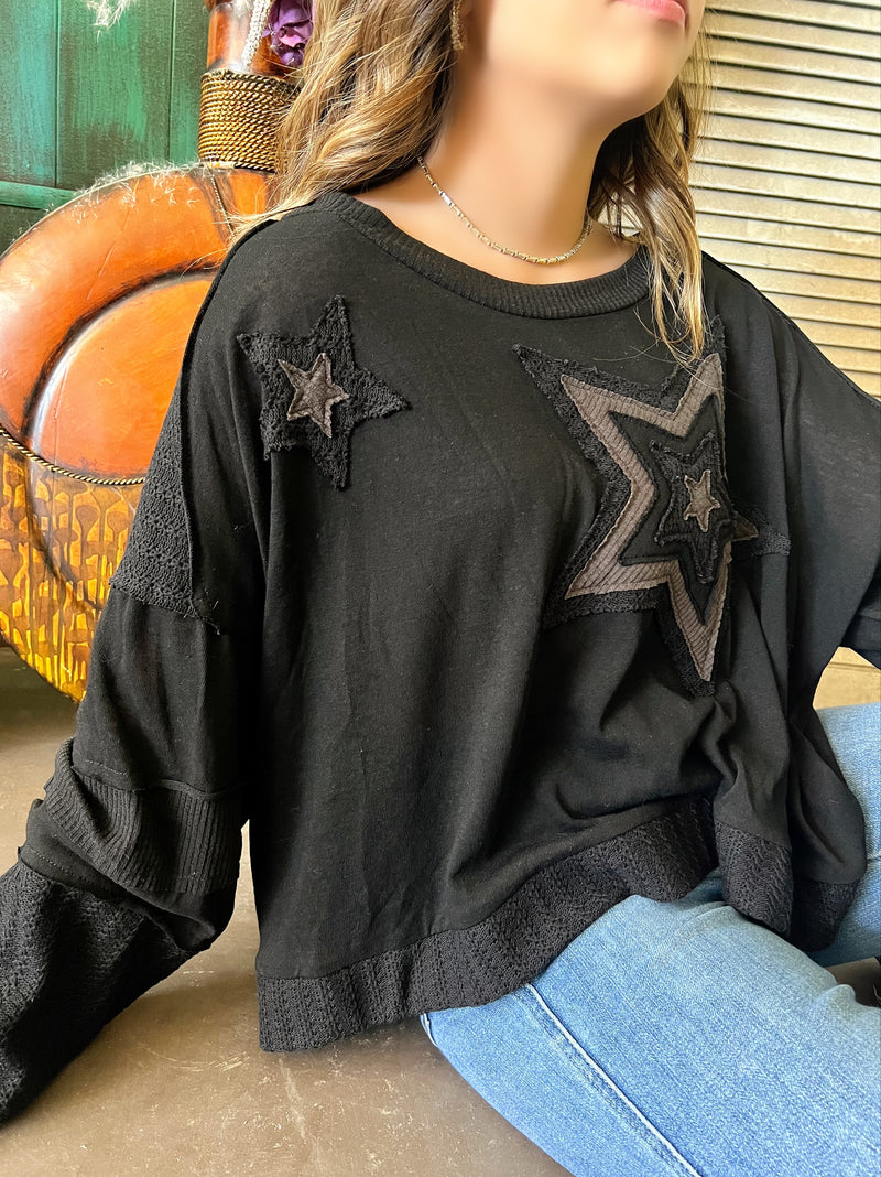 Black Multi Layered Star Top | shirtandskin