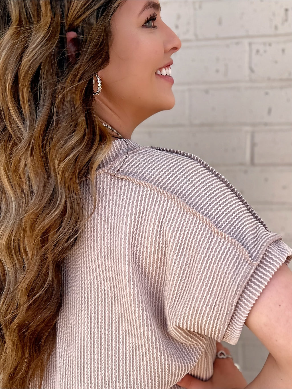 PLUS Room to Breath Taupe Ribbed Top | shirtandskin