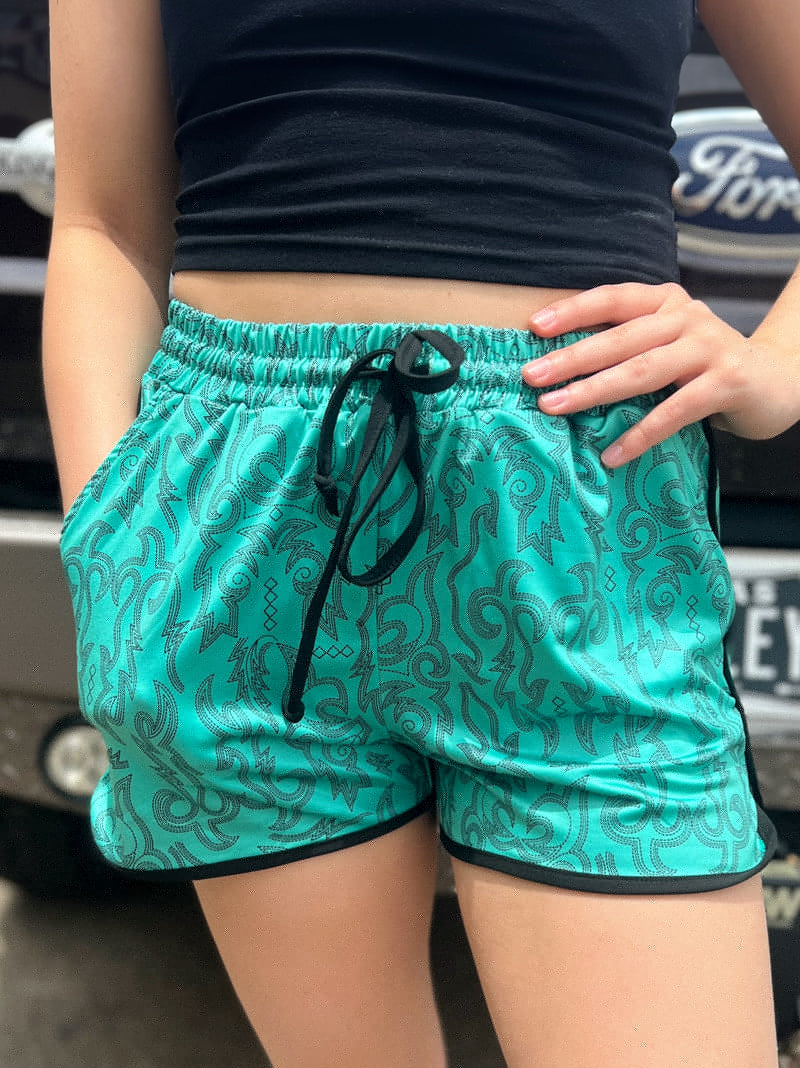 Sterling Kreek Raised Round Here Turquoise Shorts | shirtandskin