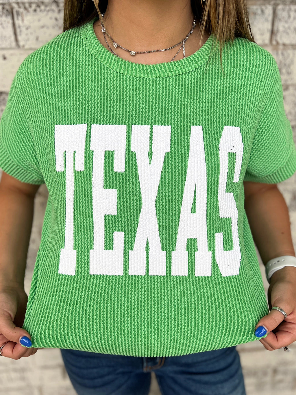 TEXAS Green Ribbed Top | shirtandskin