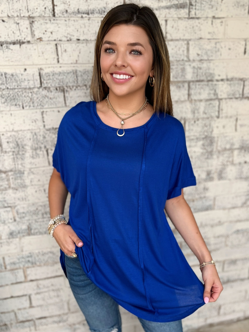 Royal Blue Round Neck Top | shirtandskin