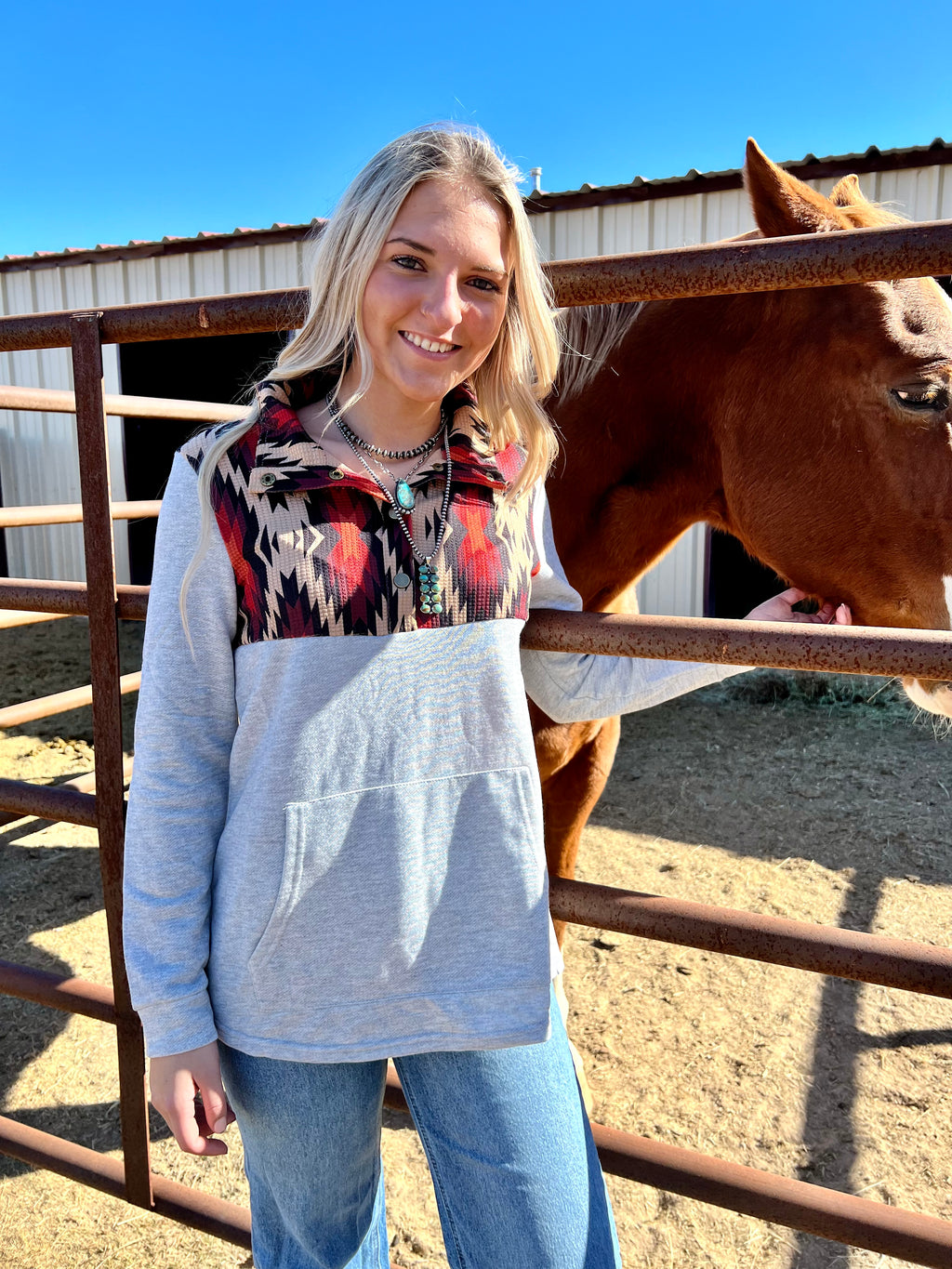 Grey Colors Of The Southwest Pullover | shirtandskin