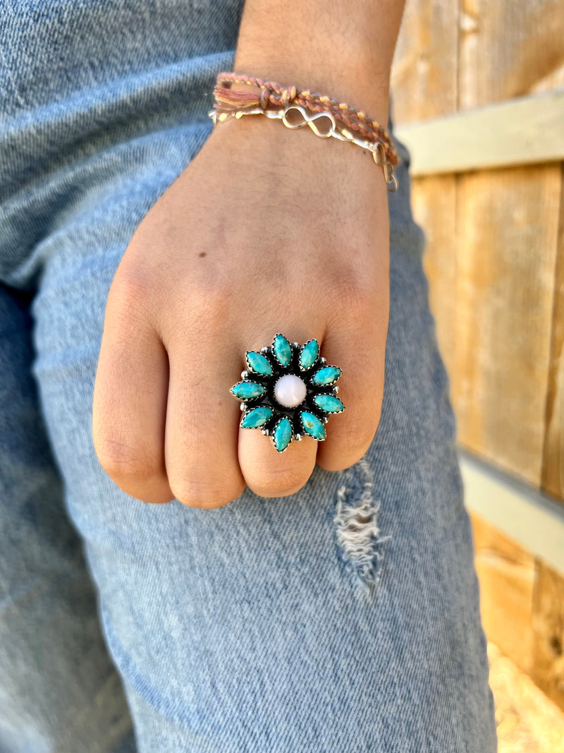 Goddess Flower Garden Adjustable Navajo Sterling Silver Ring | shirtandskin