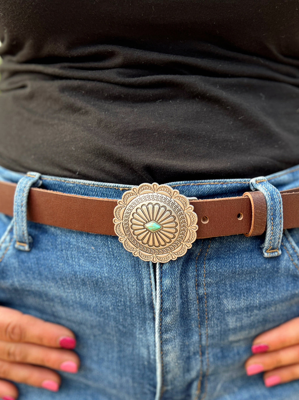 Ease The Fever Skinny Western Leather Belt | shirtandskin