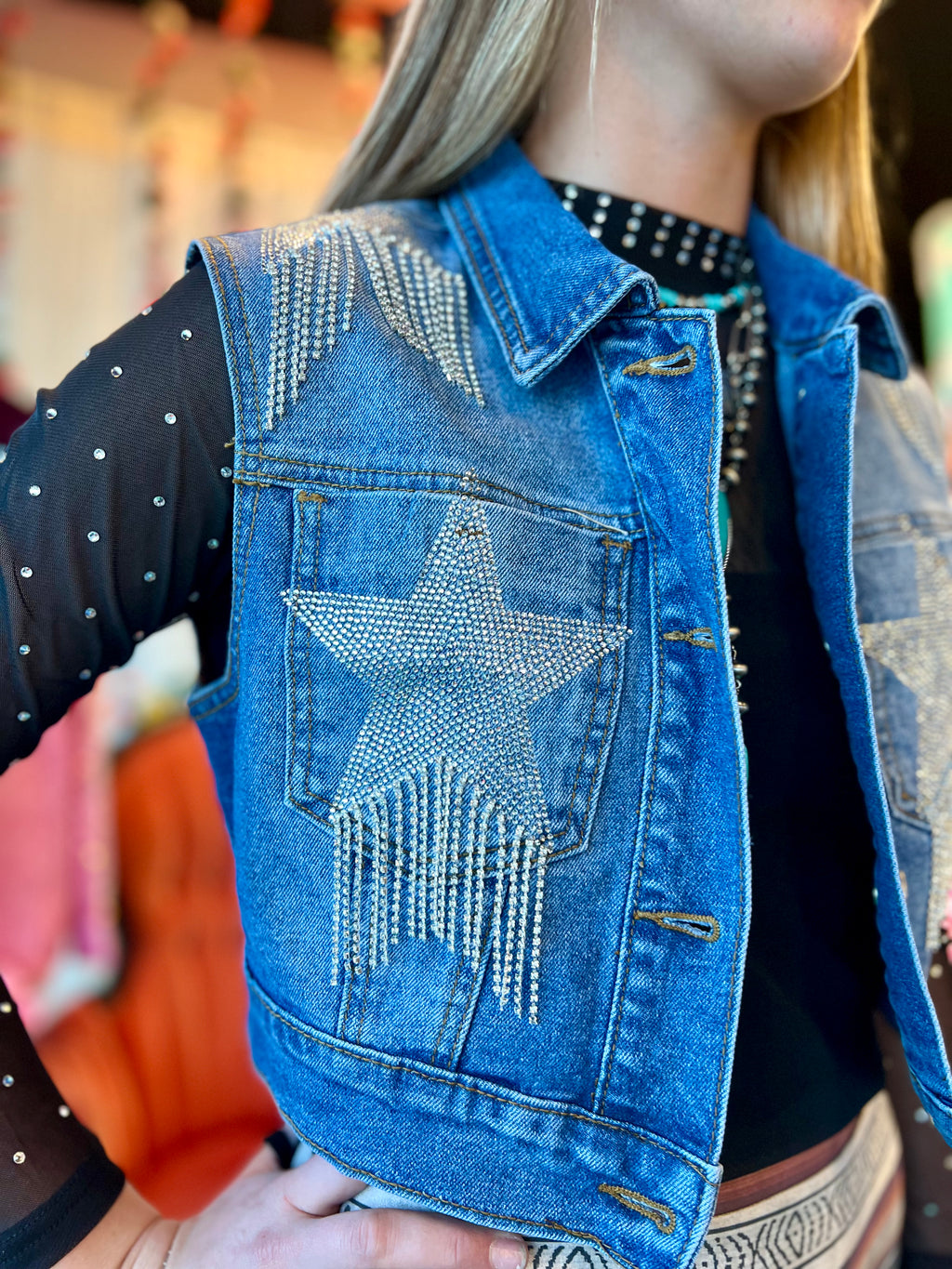 Reach For The Stars Denim Vest | shirtandskin