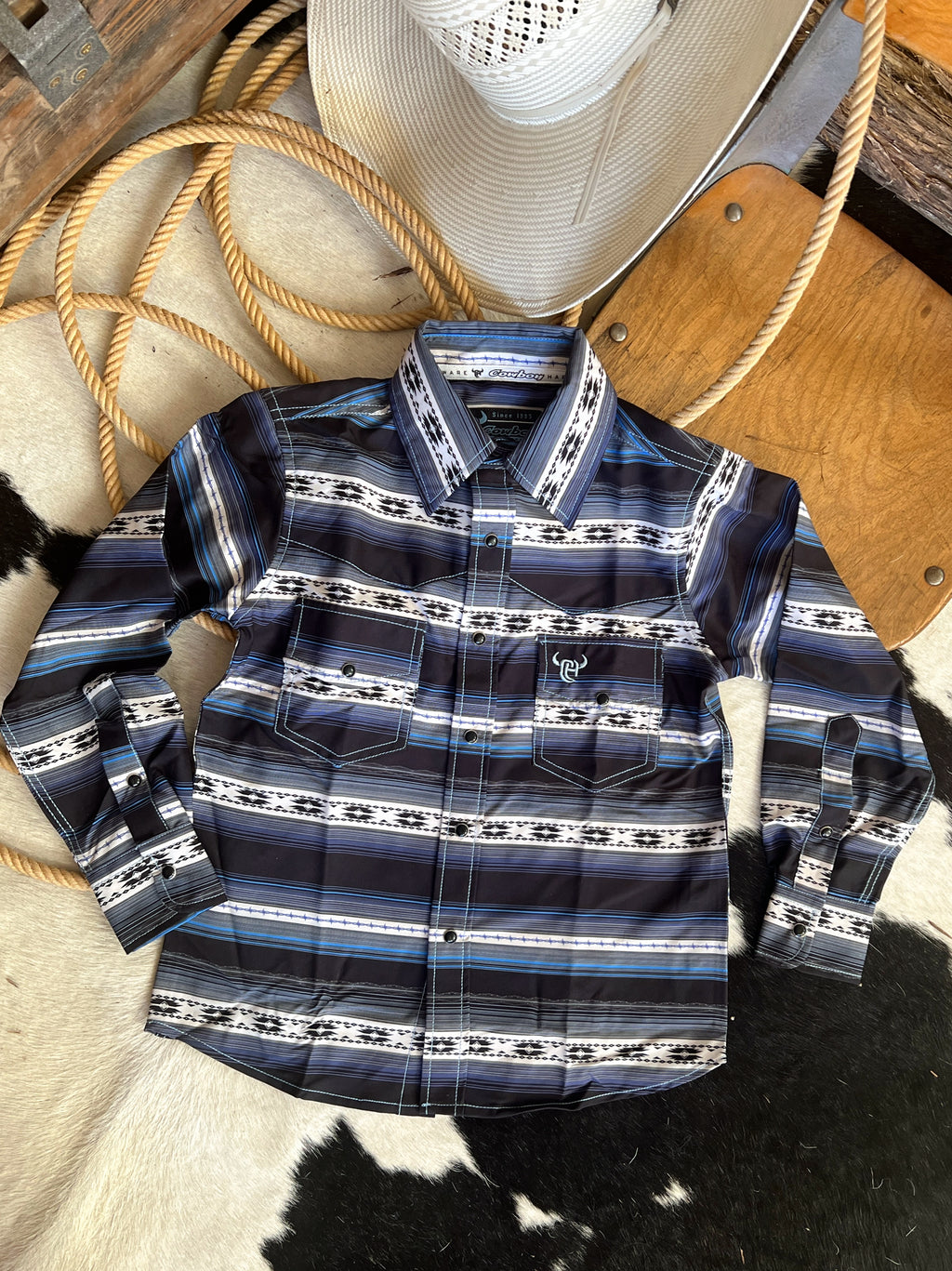 Cowboy Hardware Youth Striped Aztec Button Up | shirtandskin