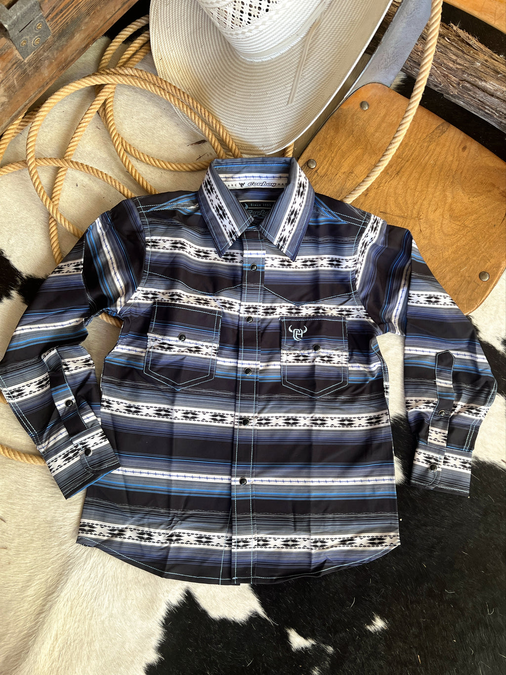 Cowboy Hardware Youth Striped Aztec Button Up | shirtandskin