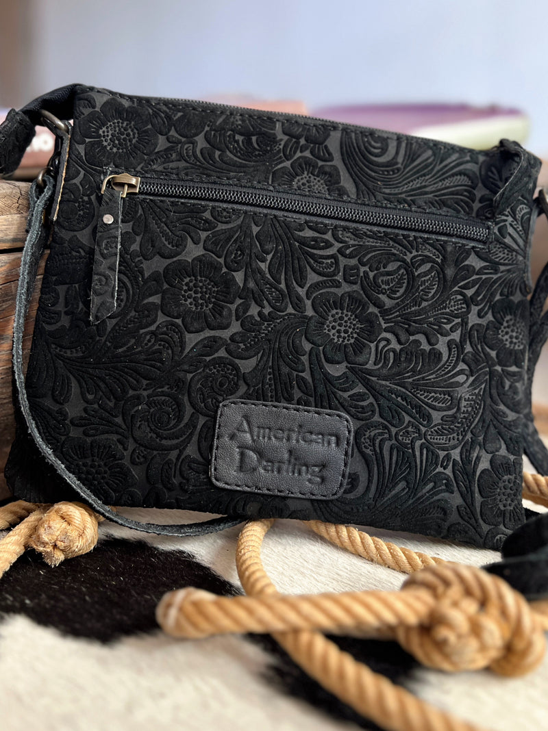 Darling Tooled Embossed Leather Crossbody | shirtandskin