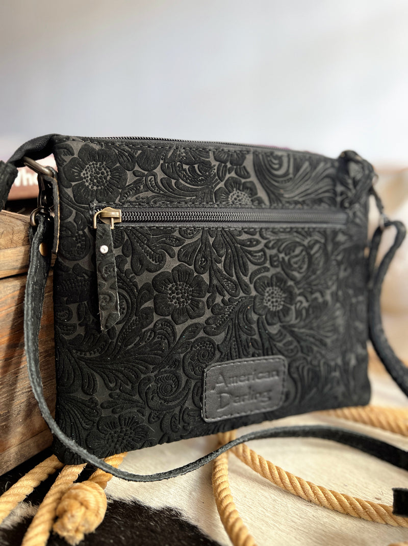 Darling Tooled Embossed Leather Crossbody | shirtandskin