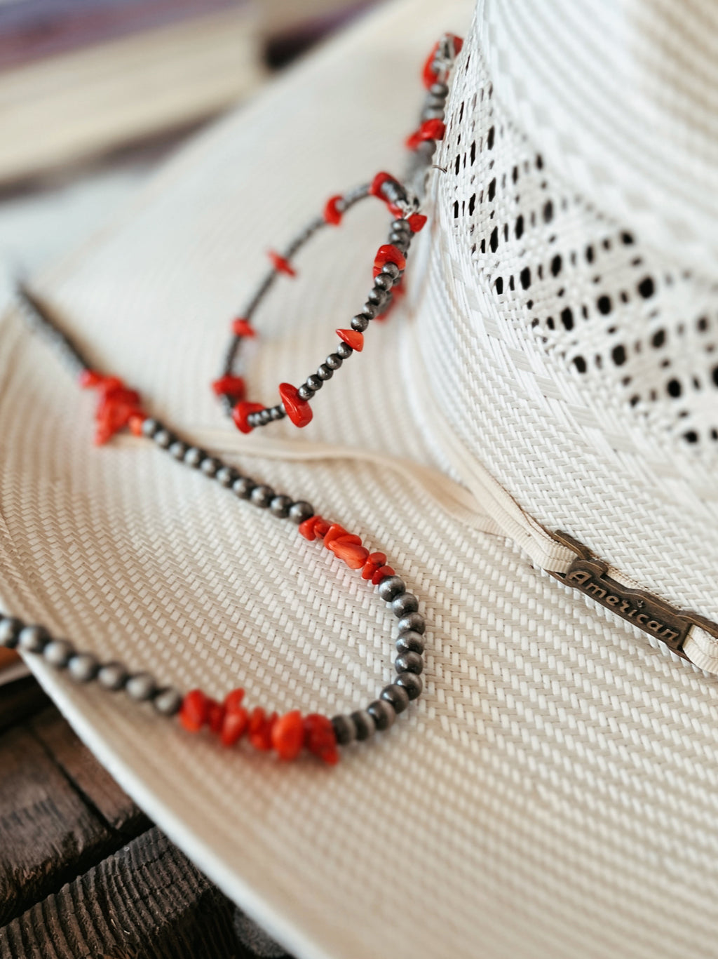 Handmade Red Chip Stone Hoop Earrings | shirtandskin