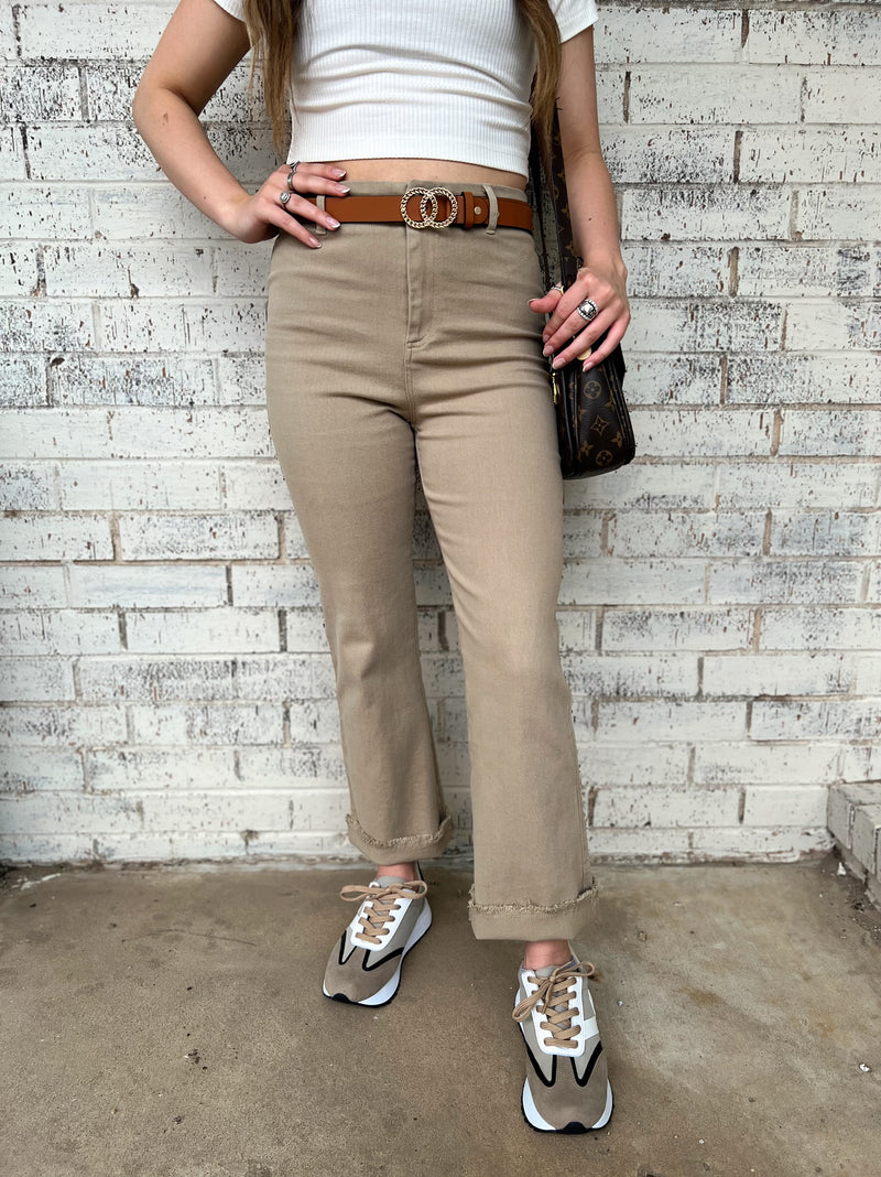 One Good Reason High Rise Khaki Trousers