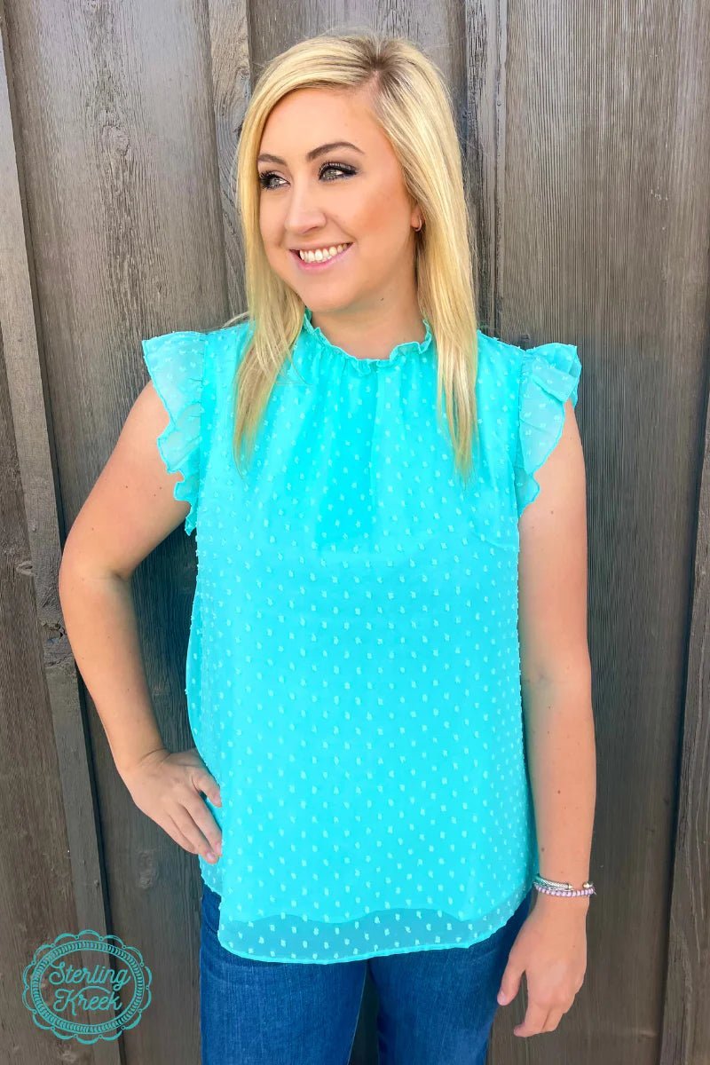 Swiss Dot Turquoise Babydoll Top | shirtandskin