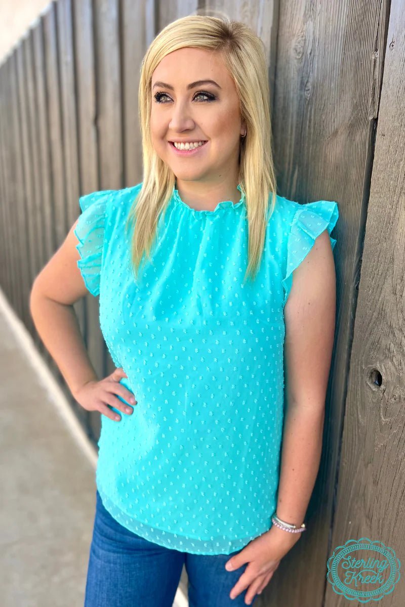 Swiss Dot Turquoise Babydoll Top | shirtandskin