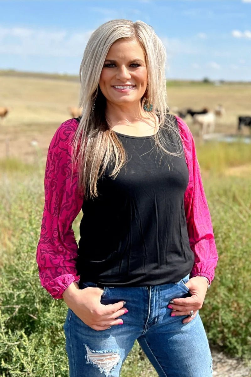 Sterling Kreek Cowgirls Like Us Bubble Sleeve Top | shirtandskin