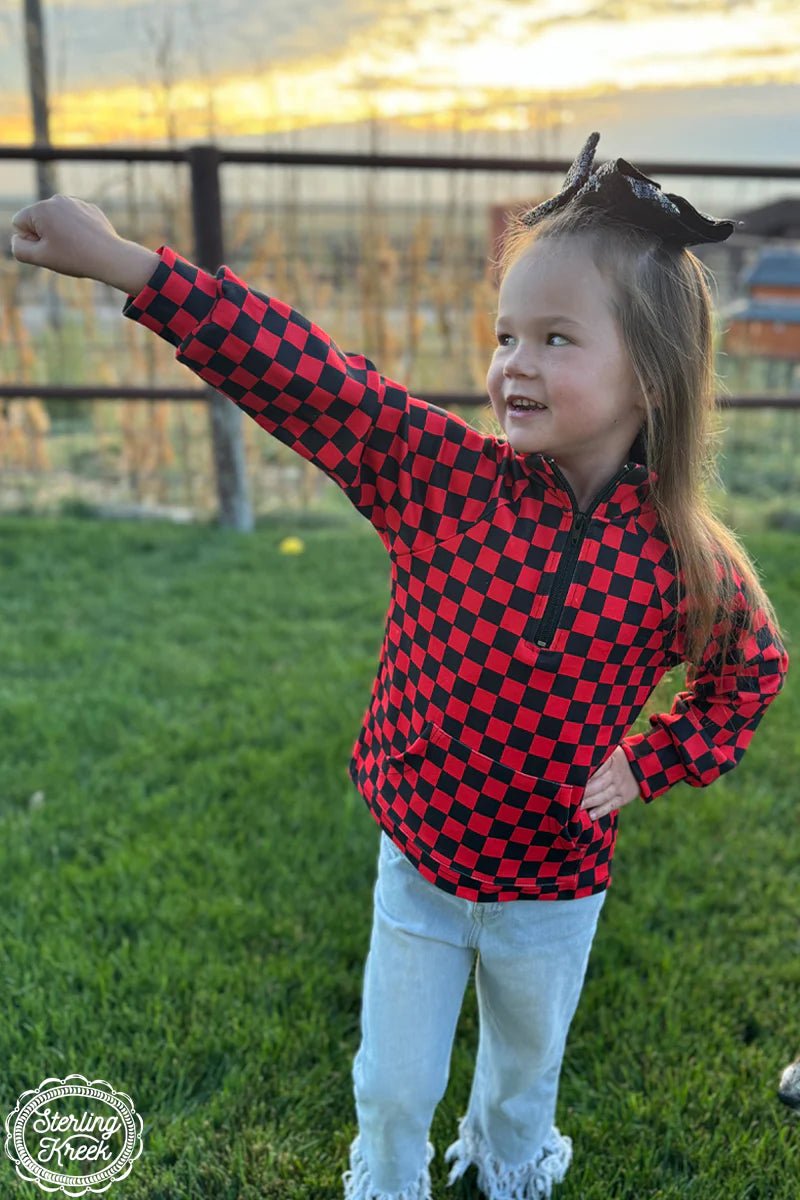 KIDS Mini Red & Black Pep Rally Pullover | shirtandskin