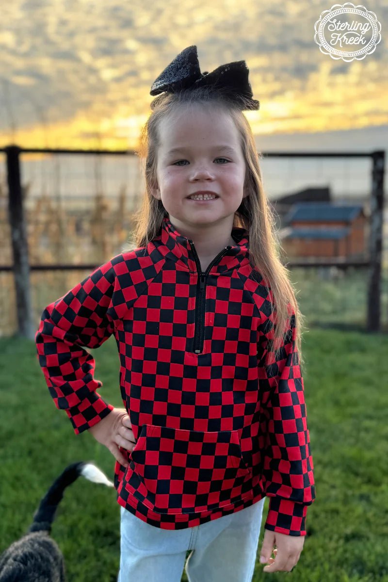 KIDS Mini Red & Black Pep Rally Pullover | shirtandskin