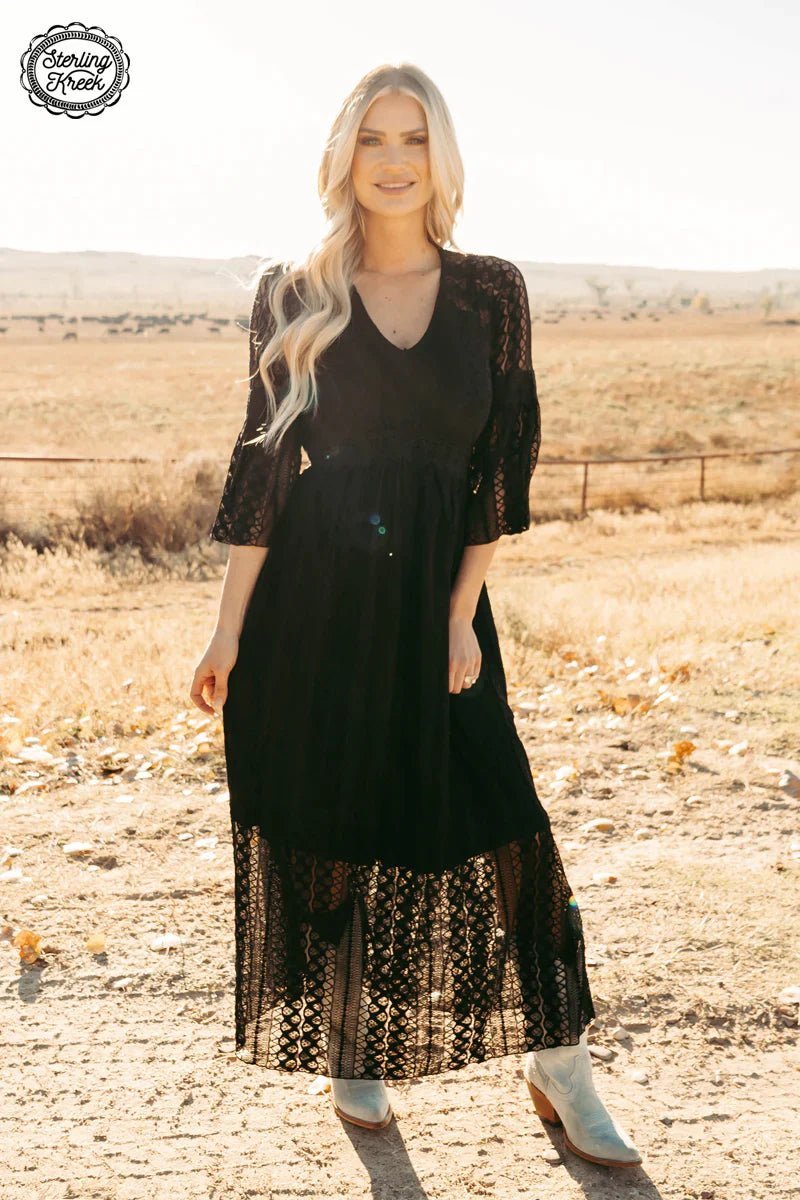 PLUS Victorian Lace Black Maxi Dress | shirtandskin