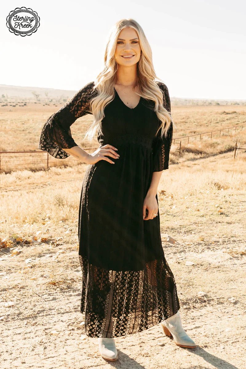 PLUS Victorian Lace Black Maxi Dress | shirtandskin