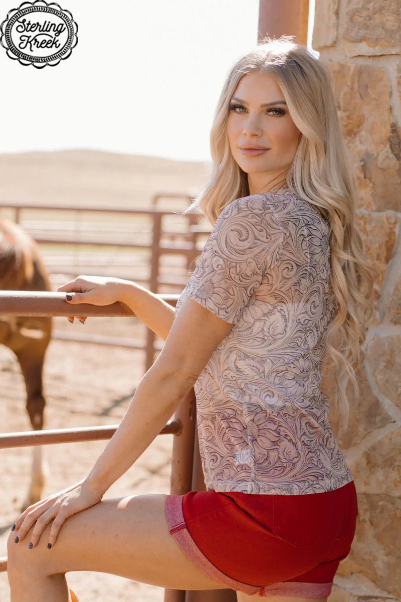 Sterling Kreek Country Tooled Mesh Top | shirtandskin