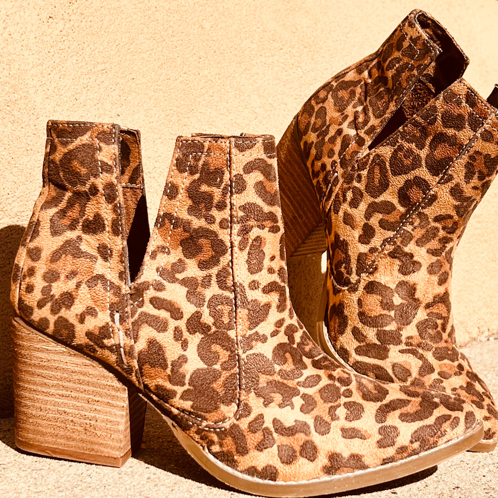 Camel Animal Print Heeled Ankle Boot* | shirtandskin