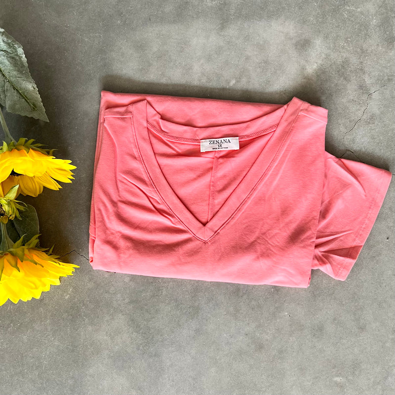 PLUS Basic Short Sleeve V-Neck Tee | shirtandskin