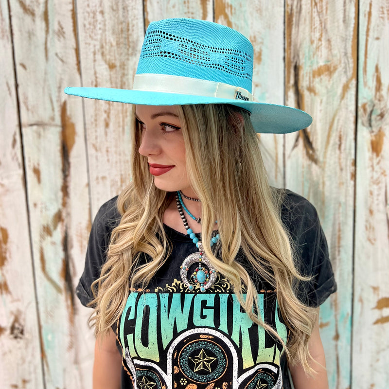 Rolling Around In The Turquoise Straw Hat | shirtandskin