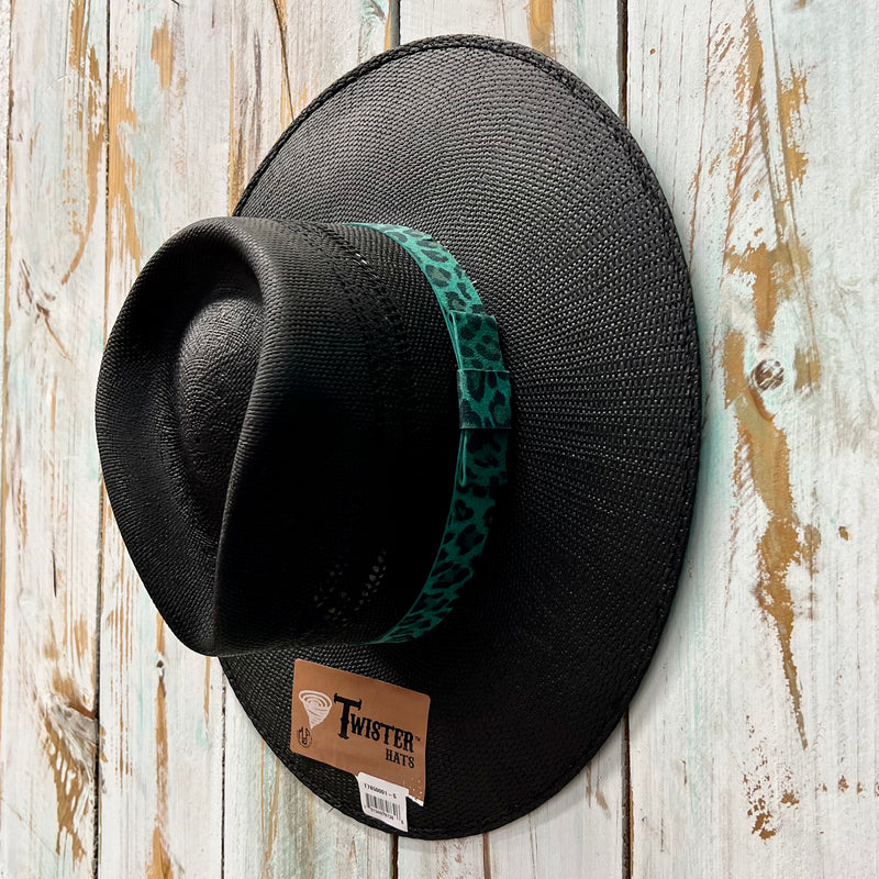 Black Leopard Band Straw Hat | shirtandskin