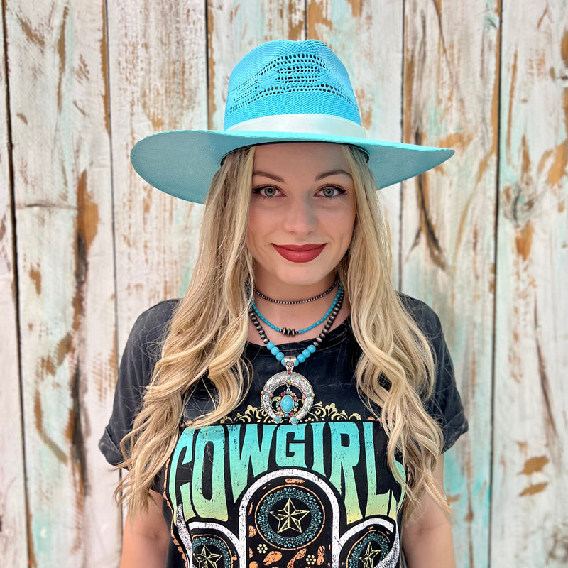 Rolling Around In The Turquoise Straw Hat | shirtandskin