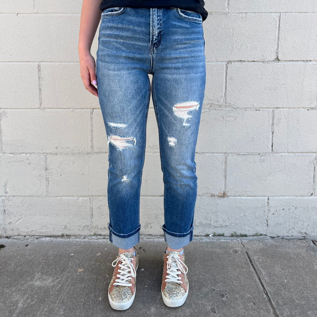 Cuffed Mom Denim Jeans | shirtandskin