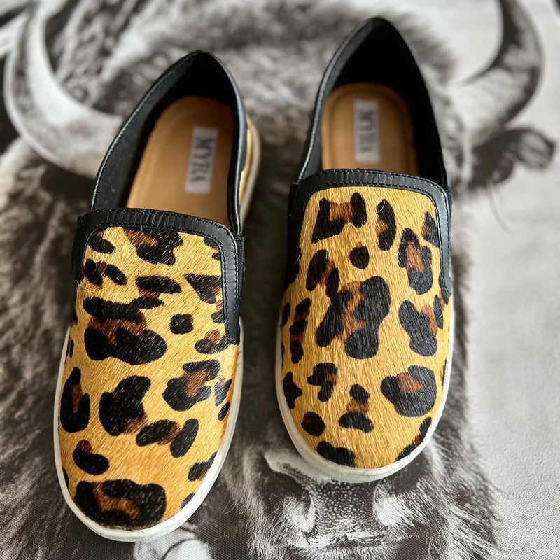 Leather Leopard Hair On Hide Slip On Sneakers | shirtandskin