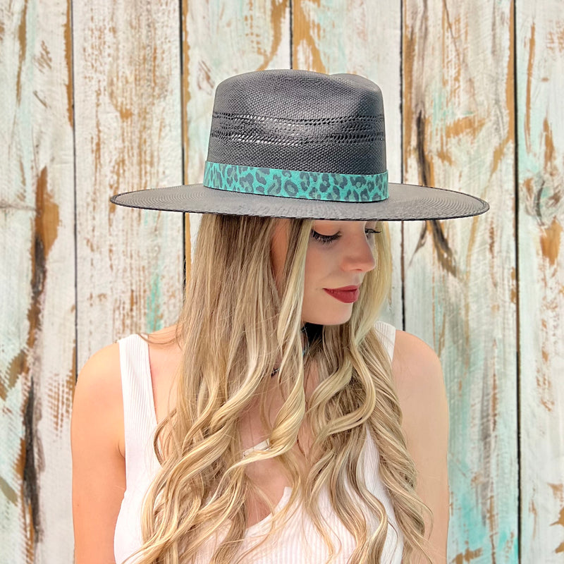 Black Leopard Band Straw Hat | shirtandskin