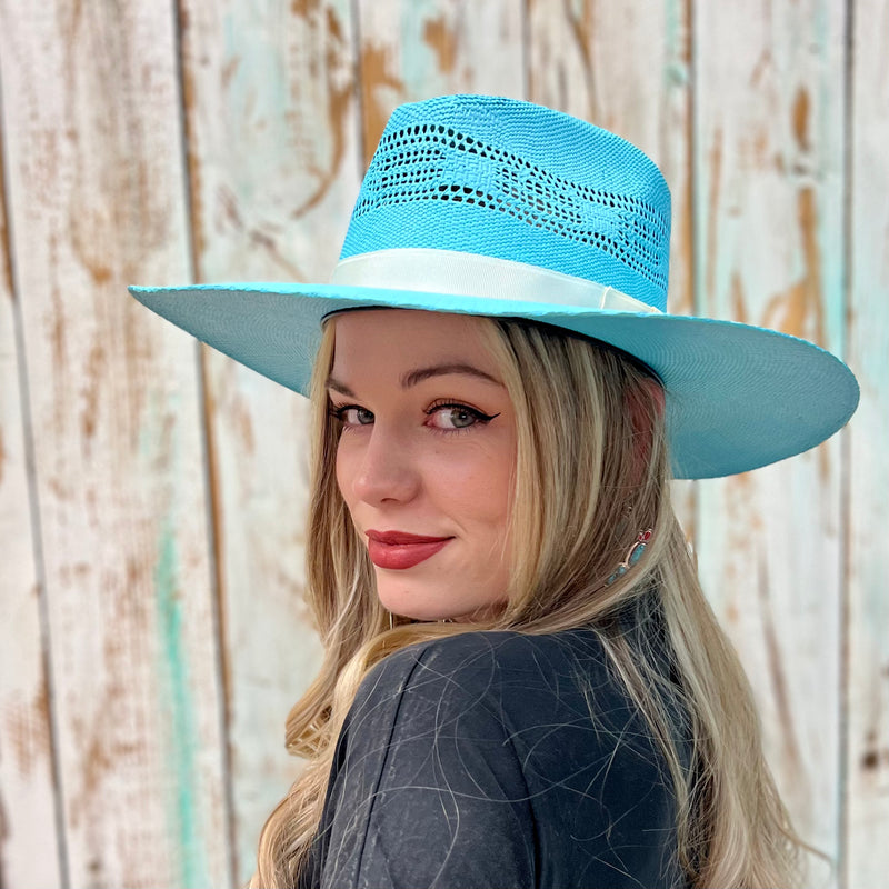 Rolling Around In The Turquoise Straw Hat | shirtandskin