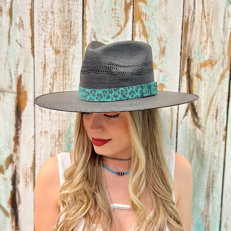 Black Leopard Band Straw Hat | shirtandskin