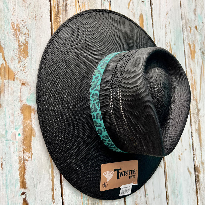 Black Leopard Band Straw Hat | shirtandskin